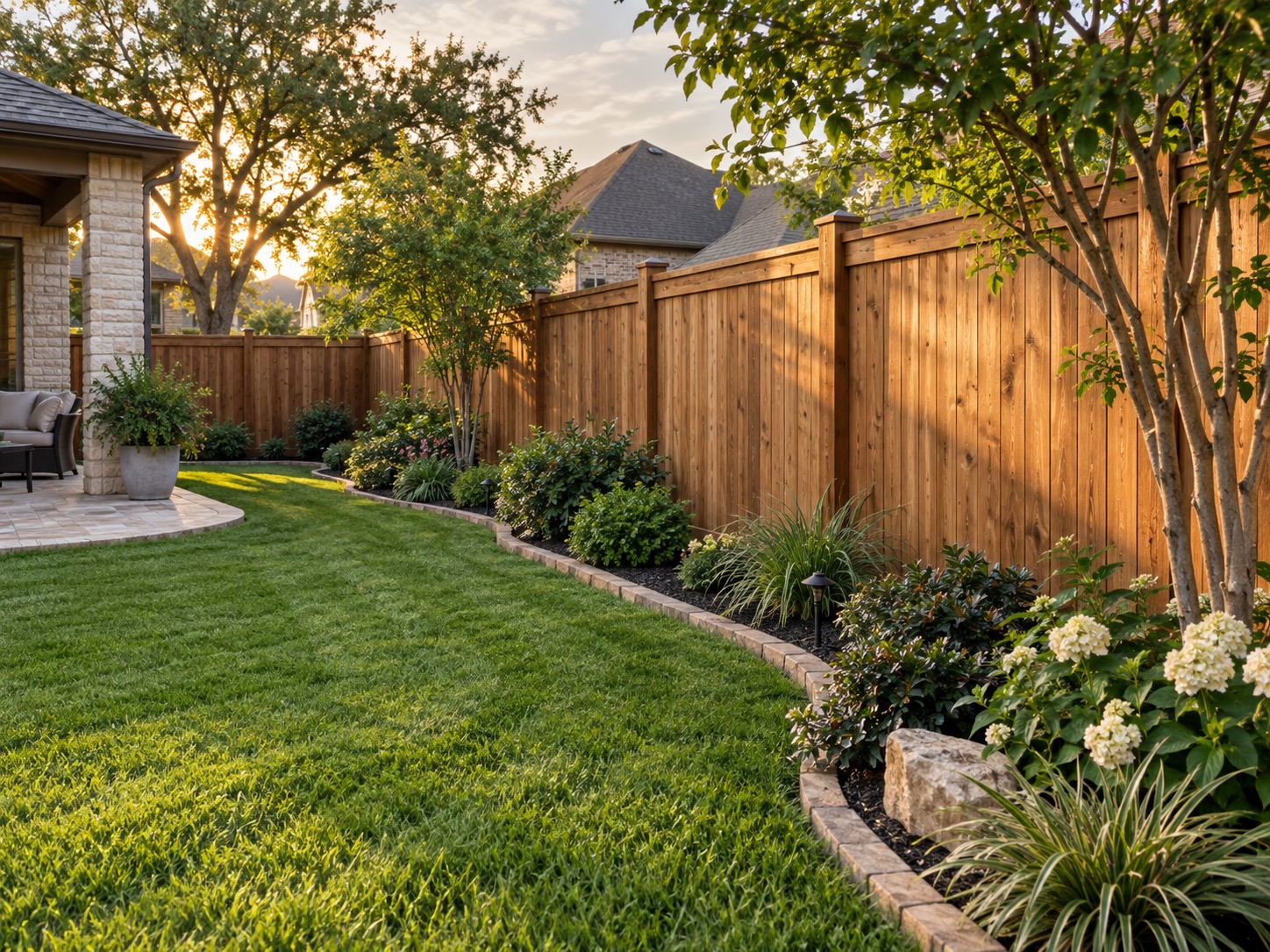 Artificial turf and backyard fence